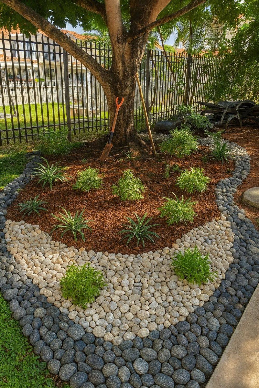 Jardín ornamental con rocas — proyecto de paisajismo en Panamá
